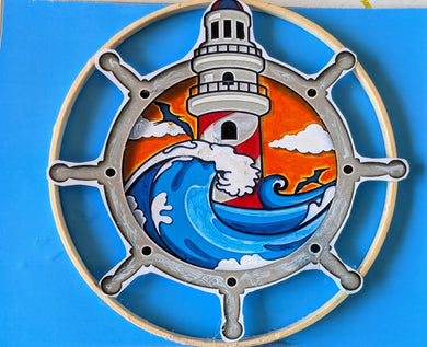 Ship Wheel Shadow Box